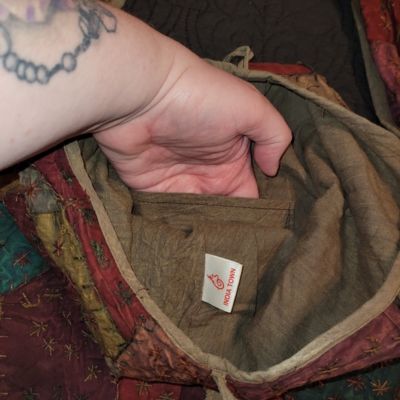 India Town Large Tie Closure Hippie Hobo Crossbody Boho Bag - Picture 8 of 11